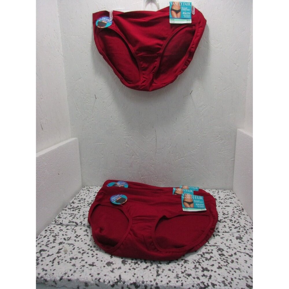 Vanity Fair Women's 6 pairs 18291 Beyond Comfort Bikini Red Size 5/S New !!!